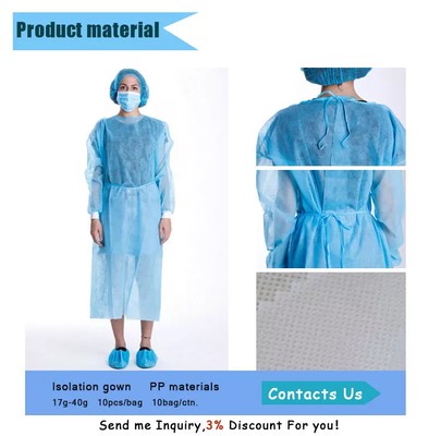 Waterdicht Beschikbaar Medisch Blauw 35 Gsm van de Isolatietoga